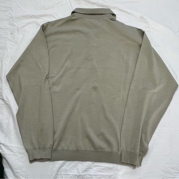 Tommy Bahama Men's XXL Beige Striped Silk Blend Long Sleeve Polo Shirt - Picture 3 of 3